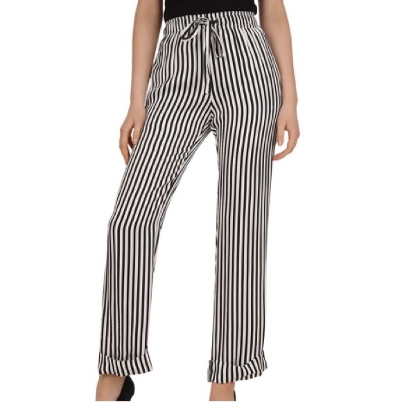 The Kooples Voile Rouge Striped Drawstring Pants Sz 2 Alt Girl Punk Soft Grunge - Picture 2 of 13